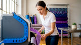 Technician inspecting eco-friendly fabric printing process