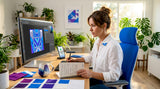 Entrepreneur designing products in home office