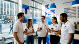 Team in custom printed company polos