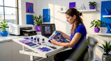 Designer examining DTG printed t-shirt sample