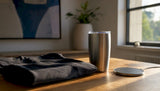 Close details of corporate swag items on desk