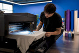 DTG printer printing on t-shirt fabric