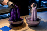 Fabric strips in contrasting dye baths