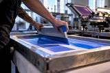 Water-based ink applied through screen