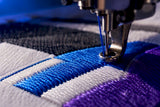 Close-up of machine embroidery stitches