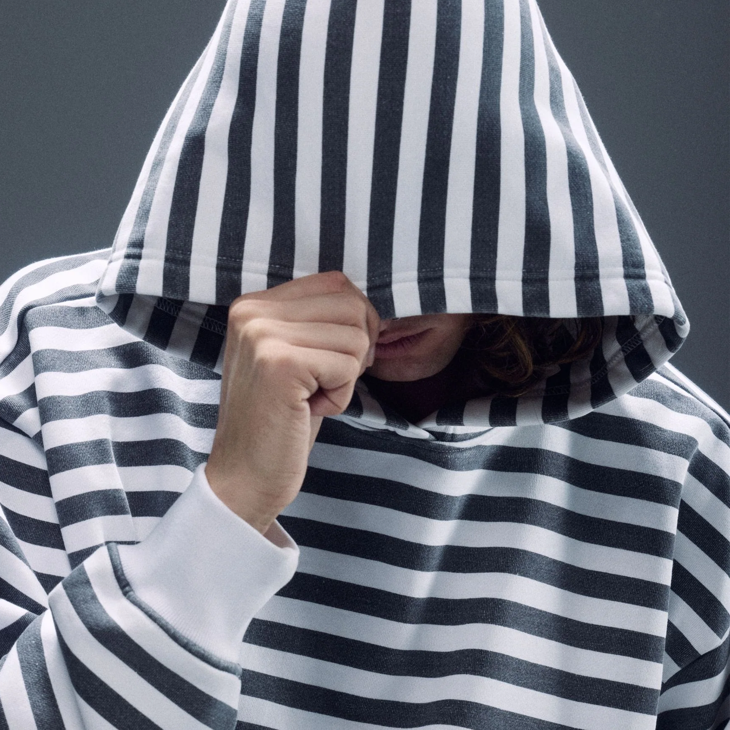 Vintage Black & White Stripe Hoodie