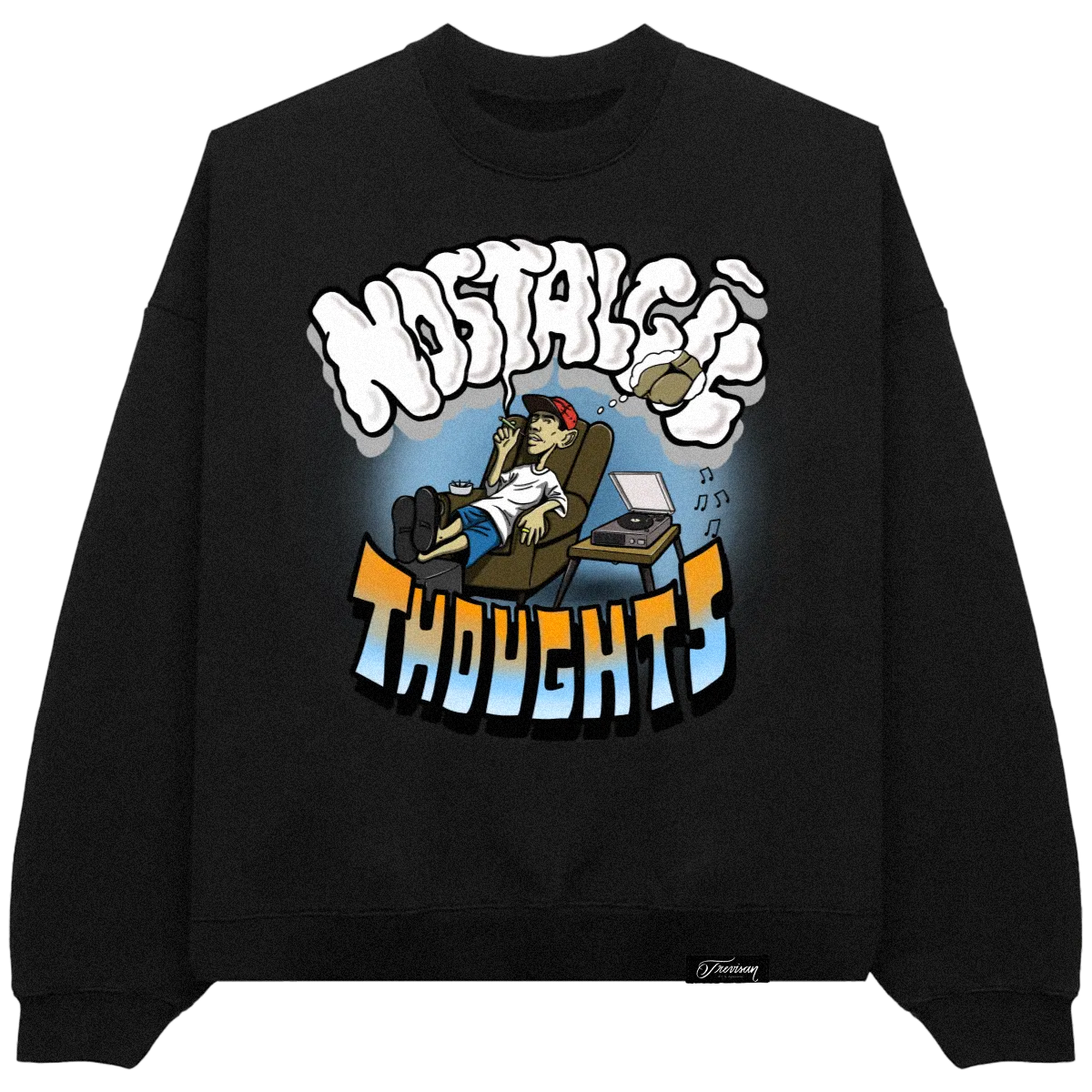 ''Nostalgic Thoughts'' Black Crewneck Sweatshirt