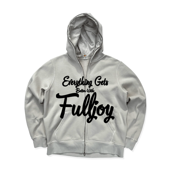 Sudadera con capucha y cremallera completa de cemento