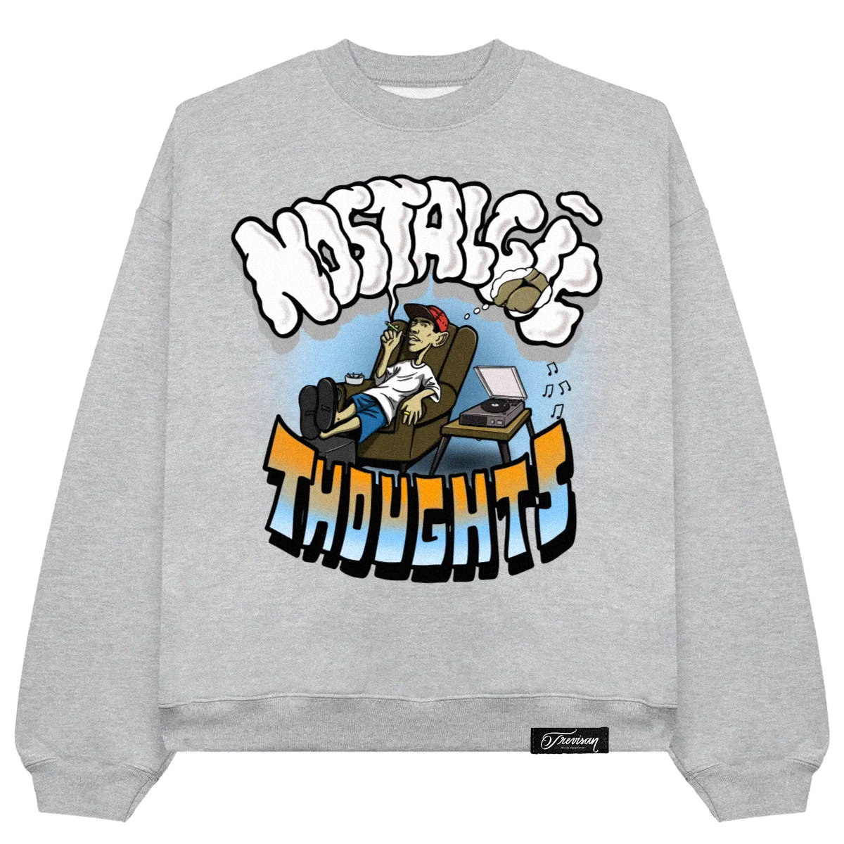 ''Nostalgic Thoughts'' Heather Grey Crewneck Sweatshirt