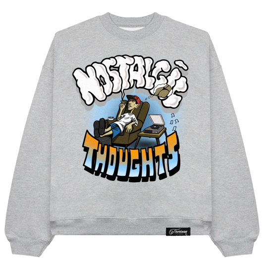 ''Nostalgic Thoughts'' Heather Grey Crewneck Sweatshirt